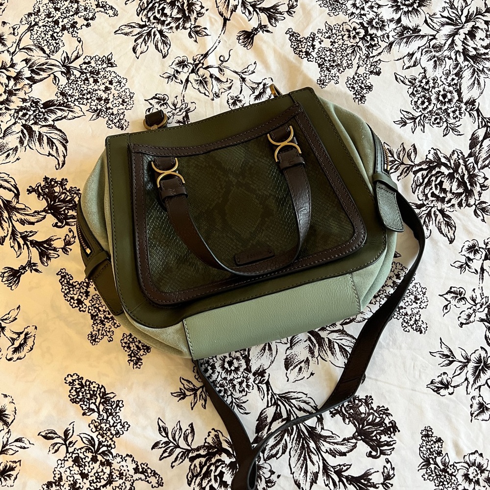 Fossil Two-Tone Green Crossbody Bag